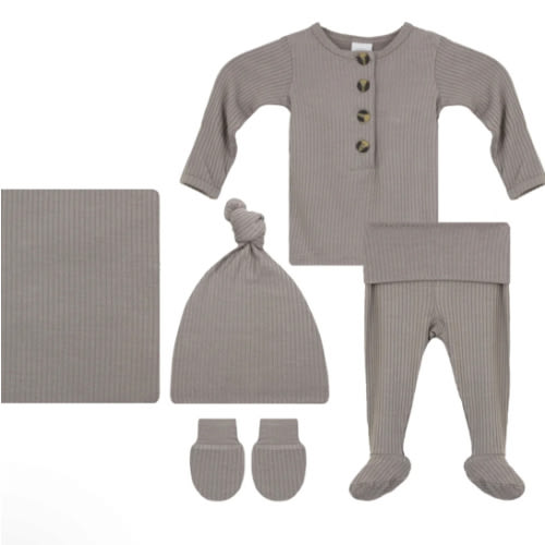 Beau Ribbed Newborn Hat Bundle (Top + Bottom)