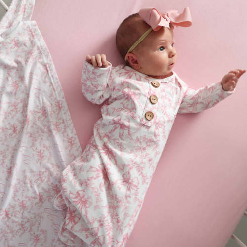 Fancy Frills Newborn Baby Knot Gown & Hat Set