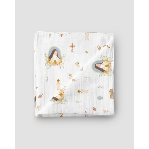 St. Therese of Lisieux Muslin Swaddle Baby Blanket – Be A Heart
