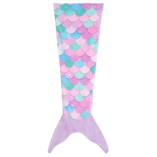 Mermaid Tail Blanket for Kids Soft Wearable Blankets Super Plush Flannel Sleeping Snuggle Blanket Gifts for Girls 4~12 Year
