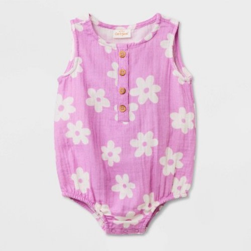Baby Girls' Gauze Floral Romper - Cat & Jack™ Purple, Size: 6-9M