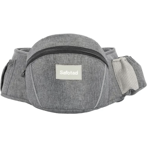 Baby Carrier with Hip Seat, Ergonomic Front Carrier for Newborns & Toddlers, Adjustable Waistband with Strong Support, Large Pocket Design, Grey