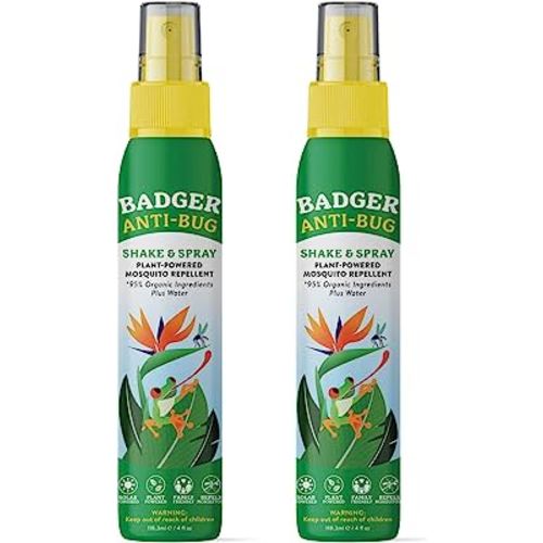 Badger Bug Spray, Non-DEET Mosquito Repellent with Citronella & Lemongrass, Natural Bug Spray for People, Family Friendly Bug Repellent, 4 fl oz (2 Pack)