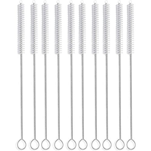 Long Straw Brush, Nylon Pipe Tube Cleaner 10-ihch X 2/5-inch Set of 10