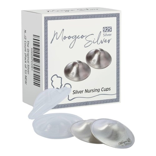 Moogco The Original Silver Nursing Cups - Nipple Shields for Nursing Newborn - Breastfeeding Essentials - Newborn Essentials Must Haves - Nipple Covers Breastfeeding - 925 Silver