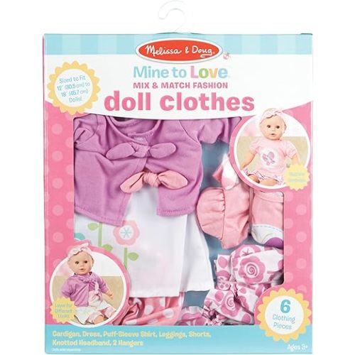Melissa & Doug Mine to Love Mix & Match Fashion Doll Clothes for 12”-18” Dolls (6 pcs)