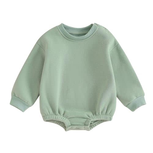 Lukivech Newborn Baby Boy Girl Clothes Fleece Sweatshirt Bubble Romper Solid Oversized Thick Sweater Romper Winter Clothes