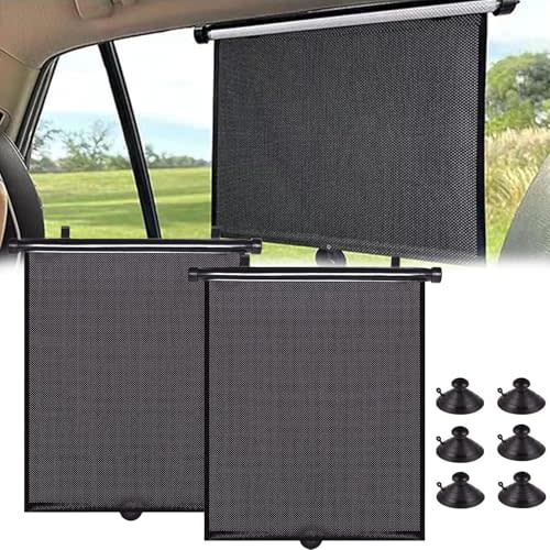 Sereficy 2 Pack Car Window Shades for Baby, 16"18" Extended Retractable Side Window Sun Shade, UV & Heat Protection, Universal Fit