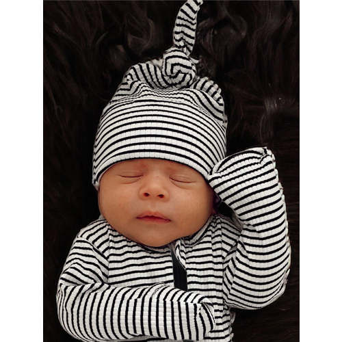 Black Stripe / Organic Ribbed Beanie