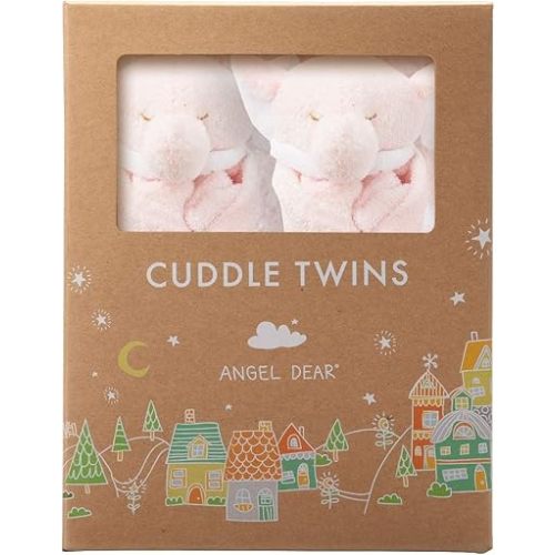 Angel Dear - Pink Elephant, Cuddle Twins Blankie Set
