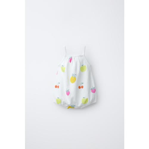 FRUIT PRINT SHORT ROMPER - White | ZARA United States