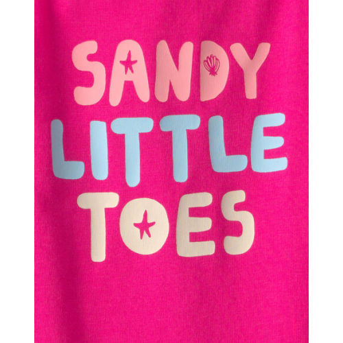 Baby Girl 'Sandy Little Toes' Sleeveless Graphic Bodysuit - Pink | Carter's