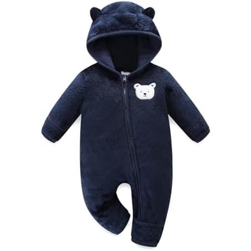 Baby Fleece Winter Jumpsuit Outfits Cute Cartoon Comfy Snowsuit Fluffy Romper for 0-18M