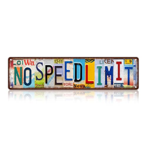 Vintage No Speed Limit Wall Decor Street Signs Home Bar Coffee Metal Tin Signs 16 x 4 Inches