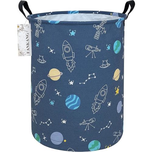 FANKANG Storage Basket, Nursery Hamper Canvas Laundry Basket Foldable with Waterproof PE Coating Large Storage Baskets for Kids Boys and Girls, Office, Bedroom, Clothes,Toys（Colorful Space ）