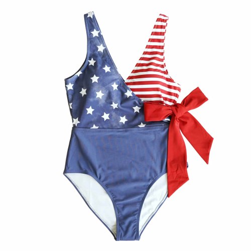 Women's Criss-Cross One-Piece Swimsuit | Patriotic Summer