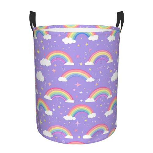 Purple Rainbow Laundry Hamper Medium Storage Basket/Toy Organizer/Dirty Clothes Bucket
