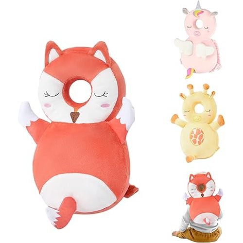 Baby Head Back Protector Backpack Toddler Safety Protector Cushion Pad Soft, Adjustable and Lightweight Design for Safe Walking and Crawling Toddlers Girls and Boys(Fox)
