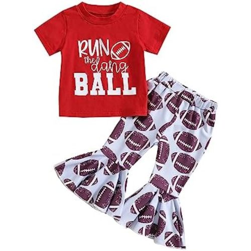 Ledy Champwiin Toddler Girl Floral Bell-bottom Outfits Tops and Flared Pants Baby Girl Clothes Set