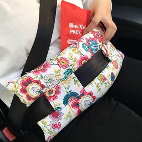 Pillow Abdominal Surgery Seatbelt Pillows with Pocket Myomectomy Comfort Cushion for Belly Incision Tummy Tuck C-Section Recovery Gifts Women Patients (Sunflower)