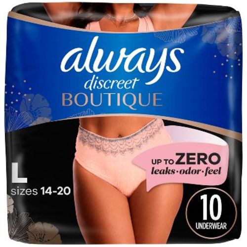 Always Discreet Boutique Underwear Women's Incontinence - Maximum Protection - Large - 10ct