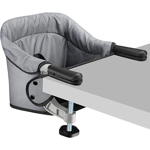 Hook On Chair, Portable Table High Chair, Folding Compact Baby Seat with Storage Bag for Indoor/Outdoor(Grey)