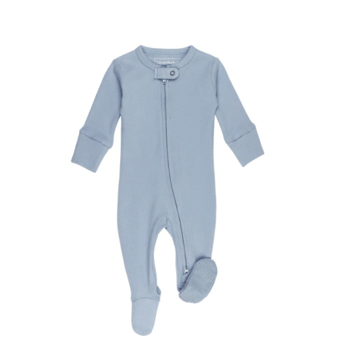 Organic Cuffed Zipper Footie in Pool