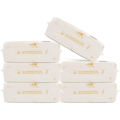 Organic Cotton Dry Baby Wipe For Sensitive Skin - Cashmere Feel, Wet and Dry Dual Use for Baby and Adult Skin Care and Daily Use(6 Packs, 100 Wipes/Pack)
