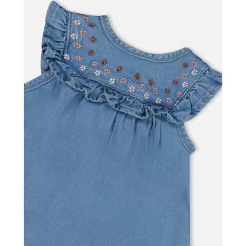 Soft Denim Dress And Bloomer Set, Jeans Blue - Deux par Deux | Maisonette