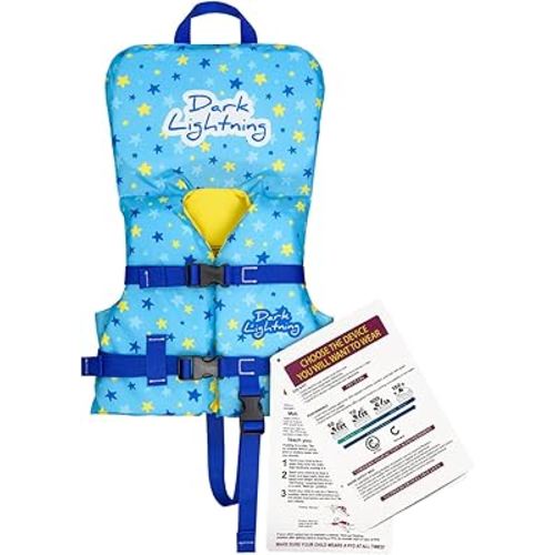 Dark Lightning USCG Approved Infant Life Jacket 0-30 lbs, Swim Vest for Baby/Toddlers 1-3 Year Old 20-30 lbs,Toddler Floaties for Pool Swimming,Boating,Beach,Puddle