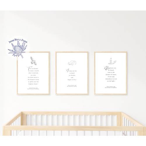 Potter Nursery Book Page Prints, Oversized Nursery Page, Boho Kids Wall Decor, Potter Nursery Wall Art, Owl Nursery Decor, PRINTED + SHIPPED