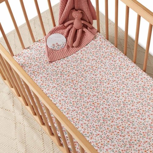 Spring Floral Organic Fitted Baby Cot Sheet | Snuggle Hunny