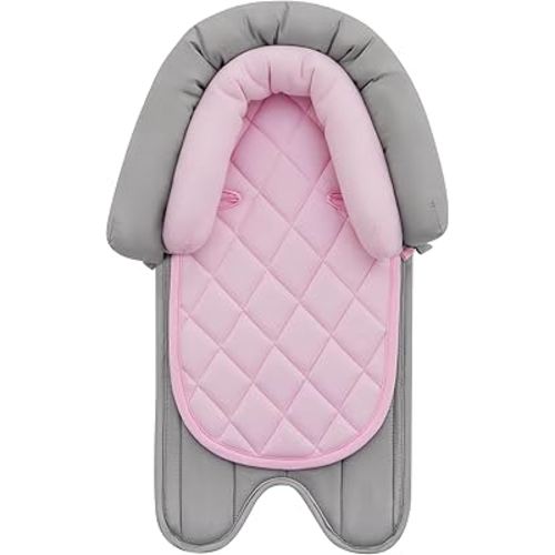 Pro Goleem Car Seat Head Support Infant, Soft Infant Car Seat Insert, 2 in 1 Carseat Head Support for Toddler, Perfect for Car Seat, Stroller, Swing, Bouncer, Pink and Gray