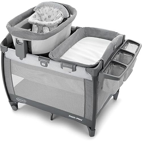 Graco® Pack ’n Play Sit ’N Grow Playard, Portable Infant Bassinet, Adjustable Seat, Built‑In Storage