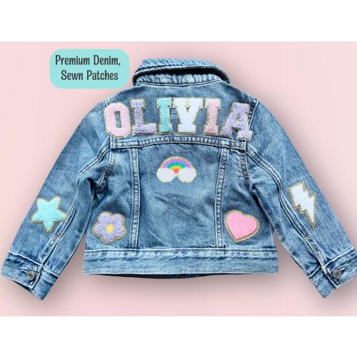 Personalized Denim Jackets for Kids Jeans Jackets Custom Name Patch Jacket for Girls Custom Denim Jackets for Baby Jean Jacket Toddler Name