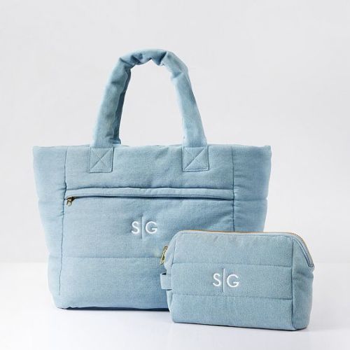 Mark and Graham Denim Puffer Tote