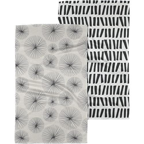 GEOMETRY Kitchen Tea Towels - Quick Dry Microfiber Dish Towels for Kitchen - Linework 18" x 30" (2 Pack)