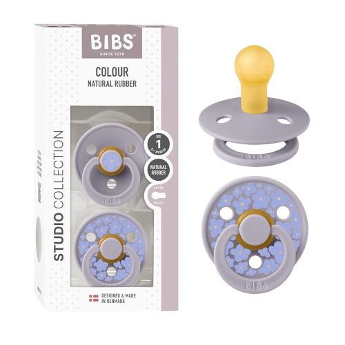BIBS Pacifiers - Colour Studio 2 Pack | Round Nipple Baby Pacifier | BPA Free Natural Rubber Latex Soother | Made in Denmark | Size 0+ Months | Jasmine Blush