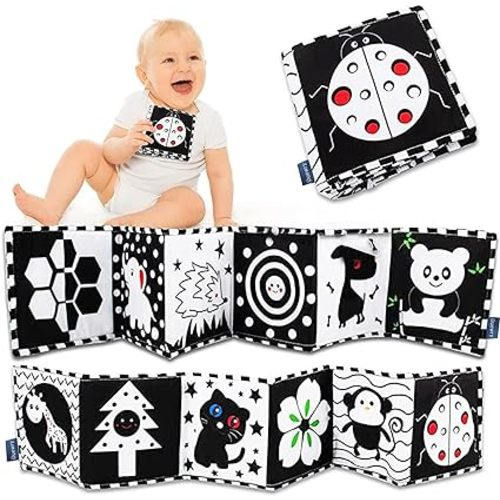 Duewry KaPing Black and White Baby Toys 0-3 Months, Baby Sensory Toys, High Contrast Baby Cards, Soft Book for Infant Toddler Newborn, Tummy Time Toys for Babies 0-6 Months - ladybug