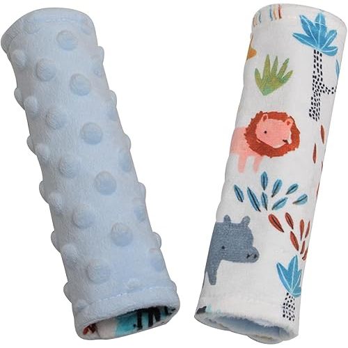 Car Seat Strap Covers for Babies Double-Sided Use Soft Infant Car Seat Strap Shoulder Pads Belt Covers for All Car Seats, Stroller, Pushcar, Baby Swing (Blue)