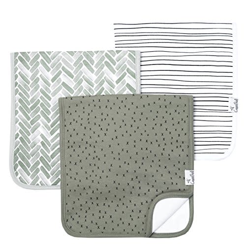 Copper Pearl Premium Baby Burp Cloths - 3-Pack Large Cotton Burp Cloths, Extra Soft Spit Up Rags with 3 Absorbent Layers, Perfect for Baby Boy and Baby Girl Gifts (21" x 10" Size, Alta Set)