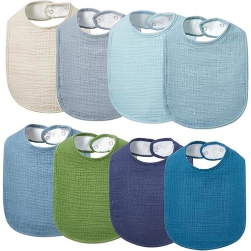 Lilian&Gema Baby Bibs 8 Pack Baby Drool Bibs for Unisex Boys Girls,Soft Cotton Bibs for Teething and Drooling Newborn