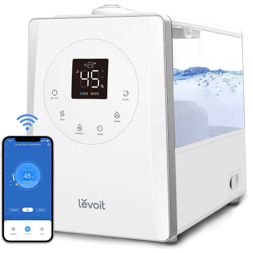 Levoit Smart Warm and Cool Mist Humidifier for Room, 6L Top Fill Air Vaporizer for Large Rooms, LV600s, White
