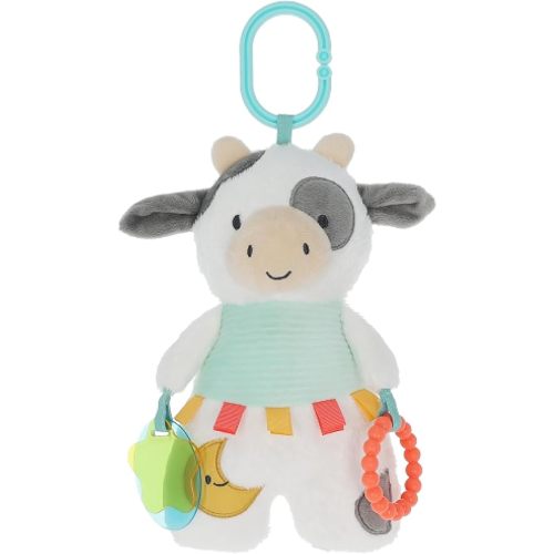 KIDS PREFERRED Carter's Cow On-The-Go Activity Toy, Clip On Plush Baby Teether Toy for Infants & Newborns with Crinkle Feet & Jingle Sounds