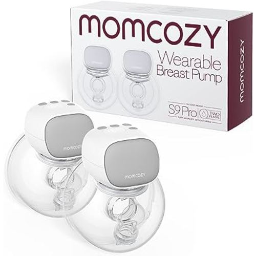 Momcozy Hands Free Breast Pump S9 Pro Updated, Wearable Breast Pump of Longer Battery Life & LED Display, Double Portable Electric Breast Pump with 2 Modes & 9 Levels - 24mm, 2 Pack Gray