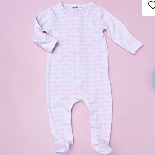 Magnolia Baby Girl Little Sister Printed Footie