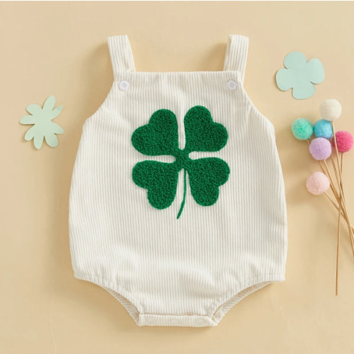 SHAMROCK White Corduroy Romper - Hazel & Bo
