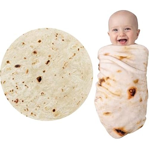 Jorbest Burritos Tortilla Baby Blanket, 285 GSM Soft Flannel Baby Burritos Swaddle Taco Blanket Funny Gifts for Shower Boys and Girls 0-3 6 9 Months Toddler Newborn (Yellow, 36 inches)