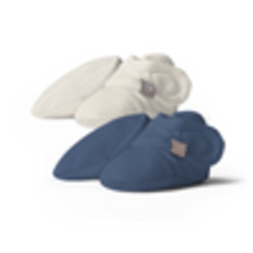 Stay-On Baby Booties 2-Pack | INDIGO + GRIDLOCK 0-6M – goumikids