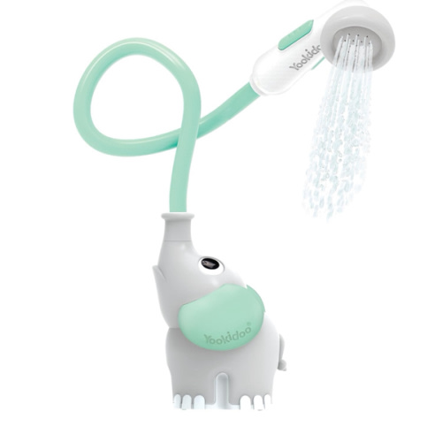 Yookidoo Baby Bath Shower Head - Elephant Water Pump with Trunk Spout Rinser - Control Water Flow from 2 Elephant Trunk Knobs for Maximum Fun in Tub or Sink for Newborn Babies
